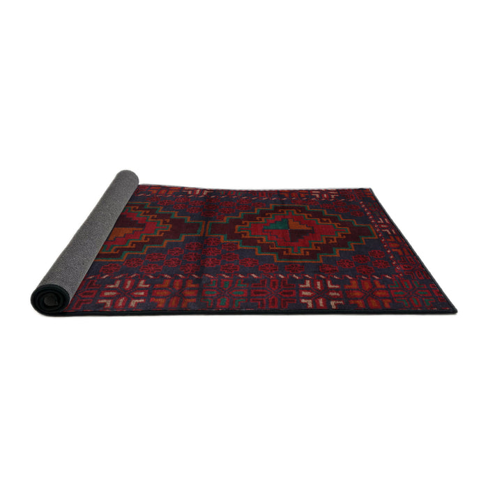 Sideview of Traditional Burgundy Brown Persian Rug, tr2481