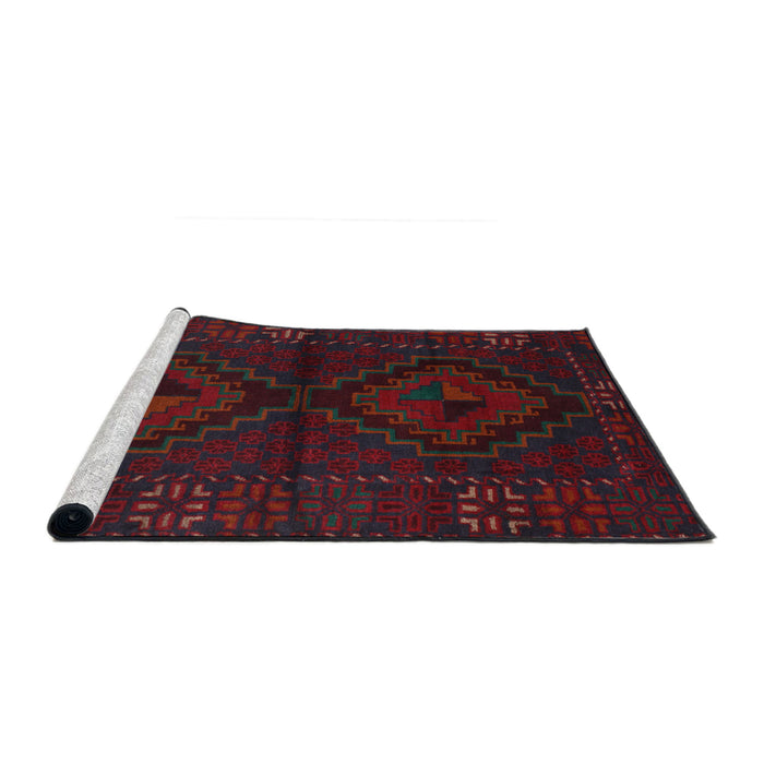 Sideview of Machine Washable Traditional Burgundy Brown Rug, wshtr2481