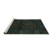 Sideview of Machine Washable Persian Turquoise Traditional Area Rugs, wshtr2481turq