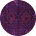 Round Machine Washable Persian Purple Traditional Area Rugs, wshtr2481pur