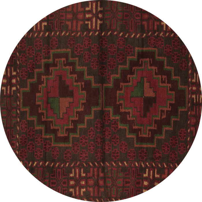 Round Machine Washable Persian Brown Traditional Rug, wshtr2481brn