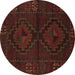 Round Persian Brown Traditional Rug, tr2481brn