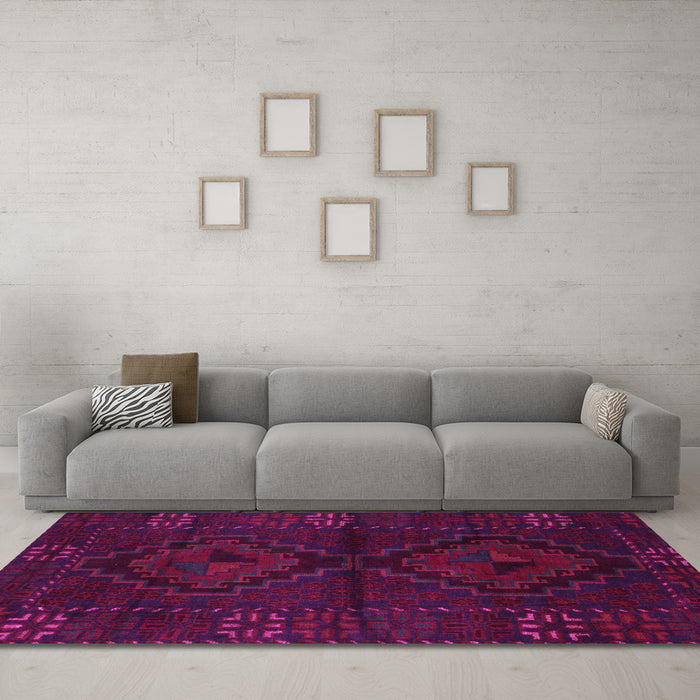 Machine Washable Persian Pink Traditional Rug in a Living Room, wshtr2481pnk