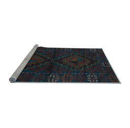 Sideview of Machine Washable Persian Light Blue Traditional Rug, wshtr2481lblu