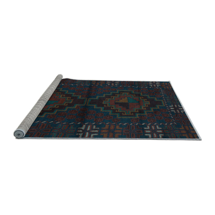 Sideview of Machine Washable Persian Light Blue Traditional Rug, wshtr2481lblu
