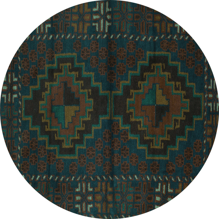 Round Persian Turquoise Traditional Rug, tr2481turq