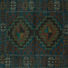 Square Machine Washable Persian Turquoise Traditional Area Rugs, wshtr2481turq