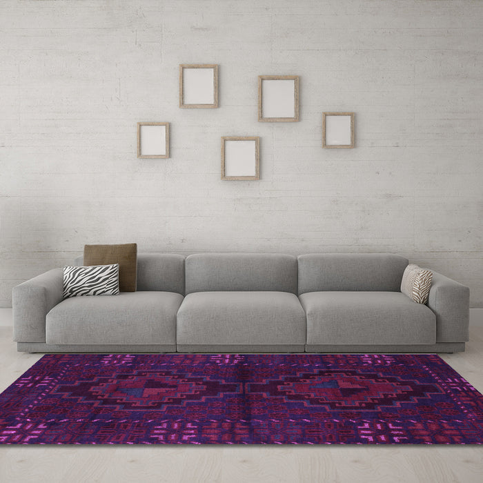 Machine Washable Persian Purple Traditional Area Rugs in a Living Room, wshtr2481pur
