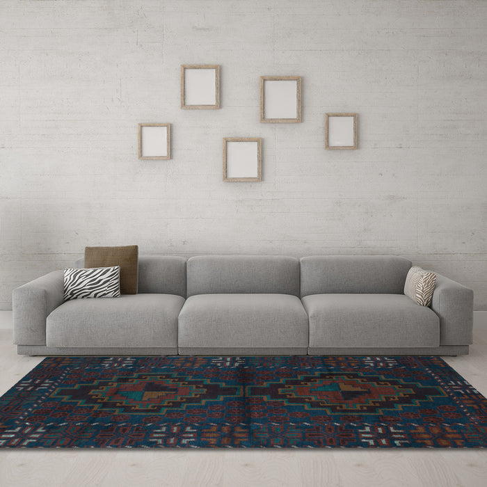 Machine Washable Persian Light Blue Traditional Rug in a Living Room, wshtr2481lblu