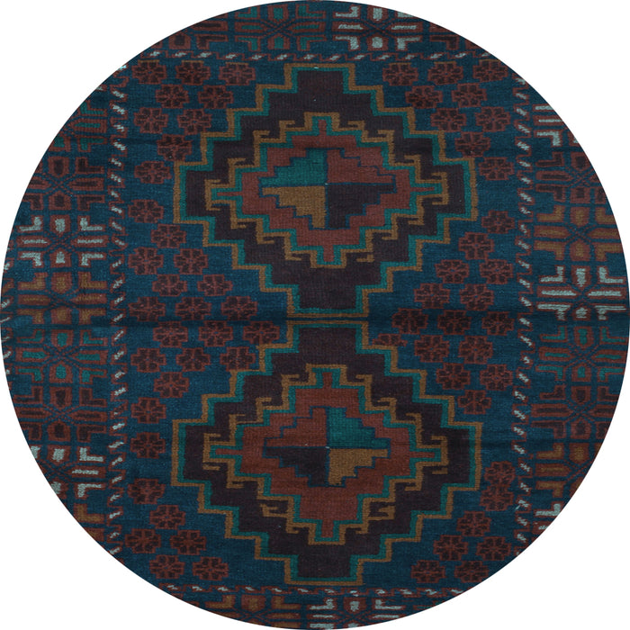 Round Persian Light Blue Traditional Rug, tr2481lblu