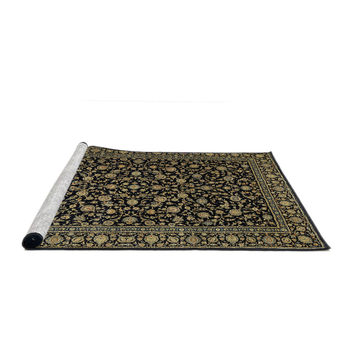 Sideview of Machine Washable Traditional Midnight Gray Rug, wshtr2482