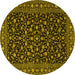 Round Machine Washable Persian Yellow Traditional Rug, wshtr2482yw