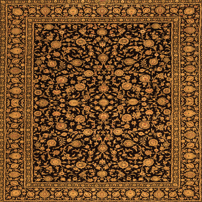 Round Machine Washable Persian Orange Traditional Area Rugs, wshtr2482org
