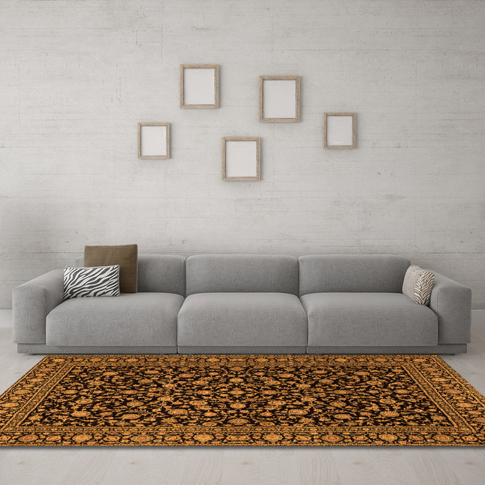 Machine Washable Persian Orange Traditional Area Rugs in a Living Room, wshtr2482org