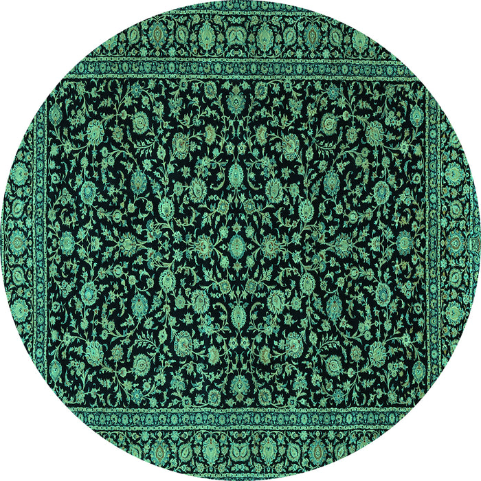 Round Persian Turquoise Traditional Rug, tr2482turq