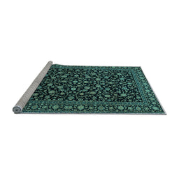 Sideview of Machine Washable Persian Light Blue Traditional Rug, wshtr2482lblu