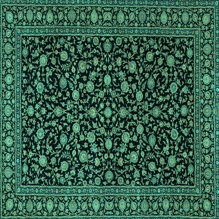Square Machine Washable Persian Turquoise Traditional Area Rugs, wshtr2482turq