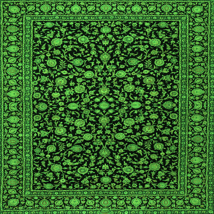 Round Machine Washable Persian Green Traditional Area Rugs, wshtr2482grn