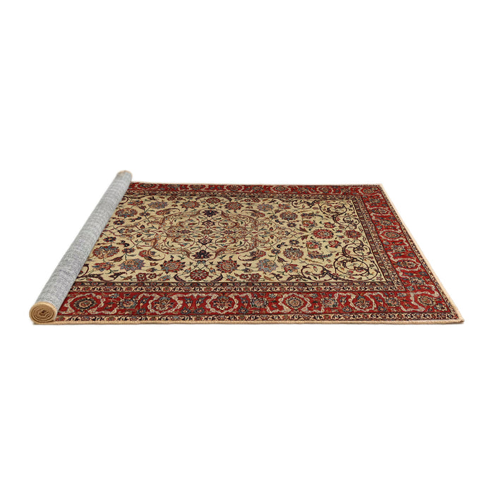 Sideview of Machine Washable Traditional Saffron Red Rug, wshtr2483