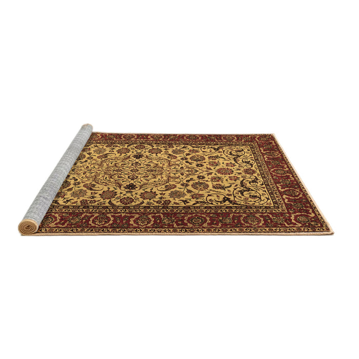 Sideview of Machine Washable Persian Brown Traditional Rug, wshtr2483brn