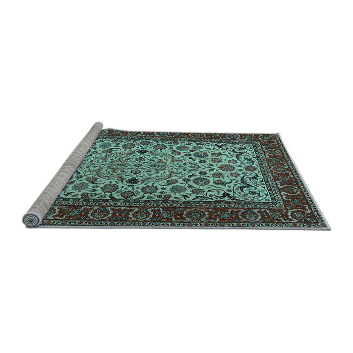 Sideview of Machine Washable Persian Light Blue Traditional Rug, wshtr2483lblu