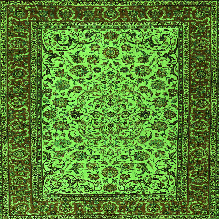Round Machine Washable Persian Green Traditional Area Rugs, wshtr2483grn