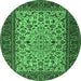 Round Persian Emerald Green Traditional Rug, tr2483emgrn