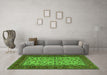 Machine Washable Persian Green Traditional Area Rugs in a Living Room,, wshtr2483grn