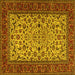 Square Machine Washable Persian Yellow Traditional Rug, wshtr2483yw