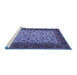 Sideview of Machine Washable Persian Blue Traditional Rug, wshtr2483blu