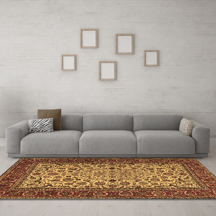 Machine Washable Persian Brown Traditional Rug in a Living Room,, wshtr2483brn