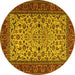 Round Persian Yellow Traditional Rug, tr2483yw