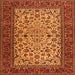 Round Machine Washable Persian Orange Traditional Area Rugs, wshtr2483org