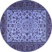 Round Machine Washable Persian Blue Traditional Rug, wshtr2483blu