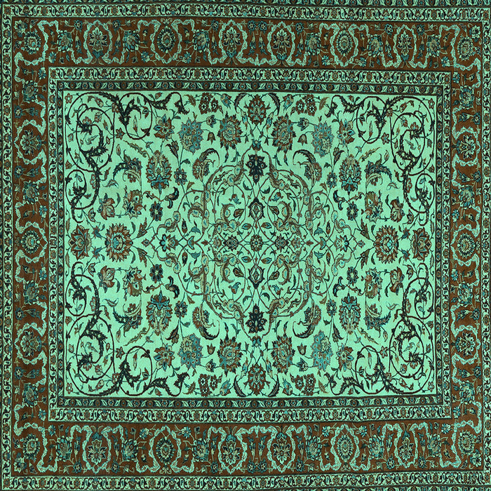 Square Machine Washable Persian Turquoise Traditional Area Rugs, wshtr2483turq
