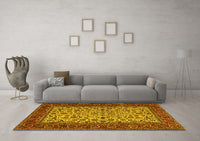 Machine Washable Persian Yellow Traditional Rug, wshtr2483yw