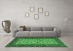 Machine Washable Persian Emerald Green Traditional Area Rugs in a Living Room,, wshtr2483emgrn