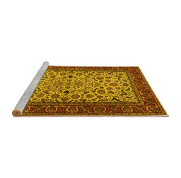 Sideview of Machine Washable Persian Yellow Traditional Rug, wshtr2483yw