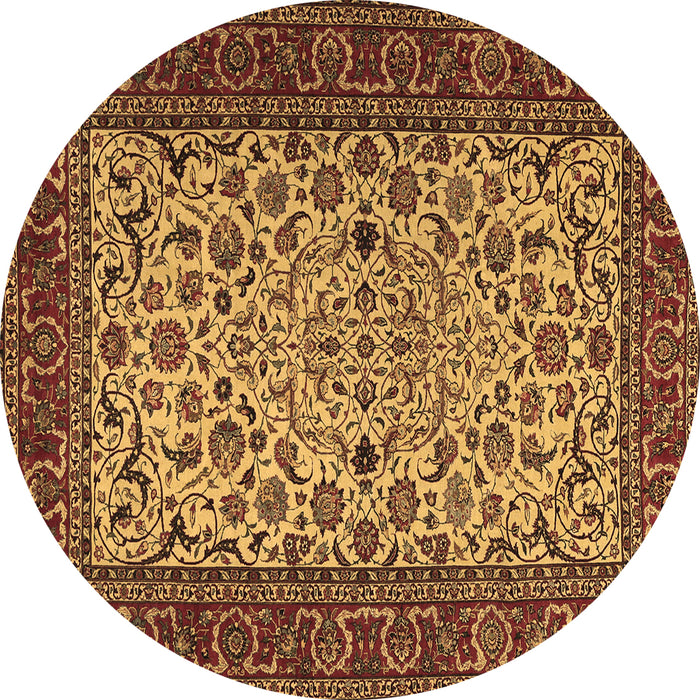 Round Persian Brown Traditional Rug, tr2483brn