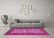 Machine Washable Persian Pink Traditional Rug in a Living Room, wshtr2483pnk