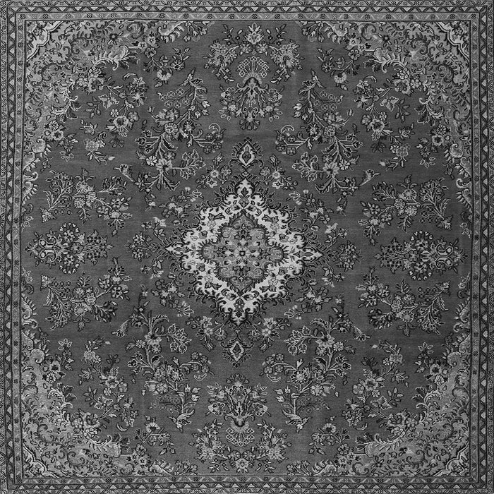 Round Machine Washable Persian Gray Traditional Rug, wshtr2484gry