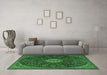 Machine Washable Persian Emerald Green Traditional Area Rugs in a Living Room,, wshtr2484emgrn