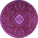 Round Machine Washable Persian Purple Traditional Area Rugs, wshtr2484pur