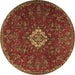 Round Machine Washable Persian Brown Traditional Rug, wshtr2484brn