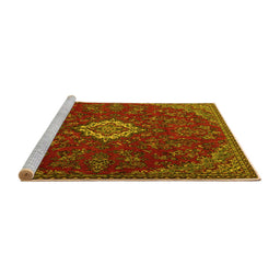 Sideview of Machine Washable Persian Yellow Traditional Rug, wshtr2484yw