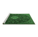 Sideview of Machine Washable Persian Emerald Green Traditional Area Rugs, wshtr2484emgrn