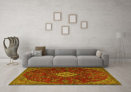 Machine Washable Persian Yellow Traditional Rug in a Living Room, wshtr2484yw