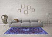 Machine Washable Persian Blue Traditional Rug, wshtr2484blu