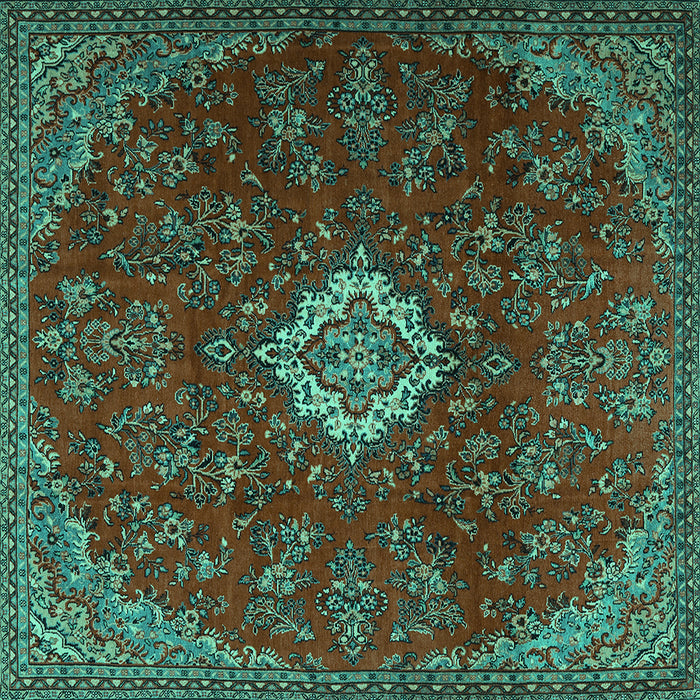 Square Persian Turquoise Traditional Rug, tr2484turq