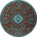 Round Machine Washable Persian Light Blue Traditional Rug, wshtr2484lblu